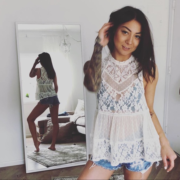 Free People Tops - Free people white lace tank